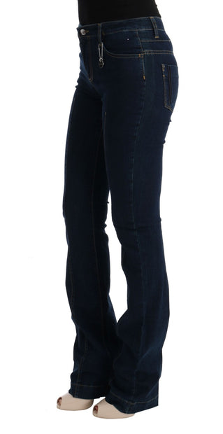 Chic Flared Cotton Jeans in Blue