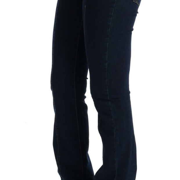 Chic Flared Cotton Jeans in Blue