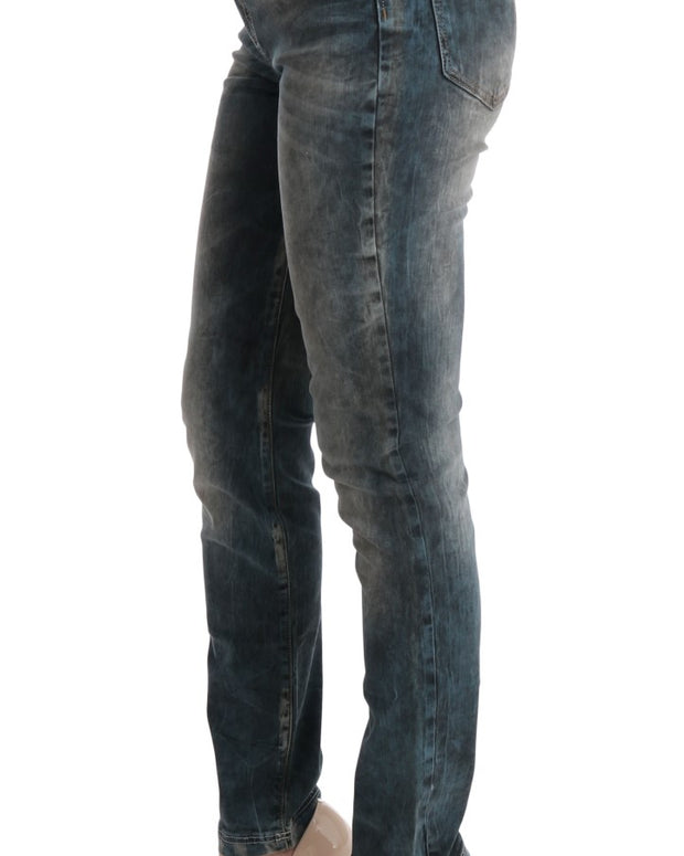 Blue Wash Cotton Blend Slim Fit Jeans