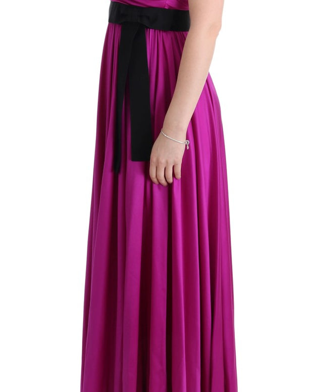 Pink Silk Stretch Shift Long Dress