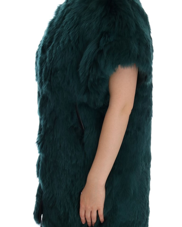 Green Alpaca Fur Vest Sleeveless Jacket