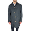 Blue Cotton Men Trench Coat