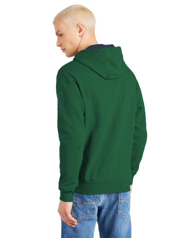 Elegant Green Hooded Cotton Sweatshirt