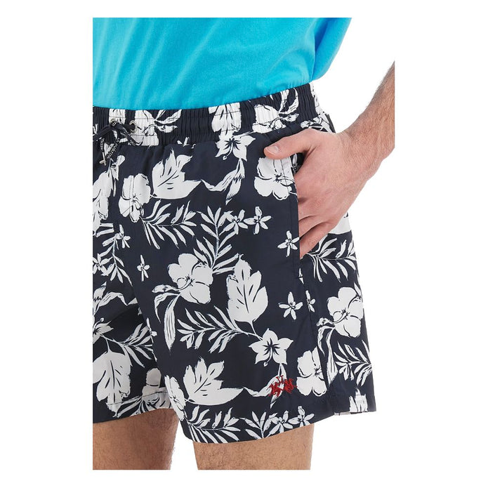 Blue Polyester Men Swim Trunk