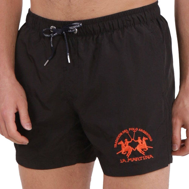 Black Polyester Men Swimwear