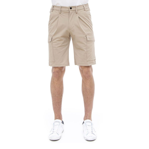 Beige Stretch Bermuda Cargo Shorts