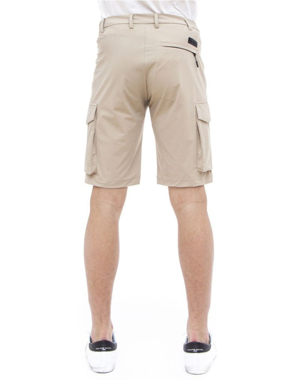Beige Stretch Bermuda Cargo Shorts