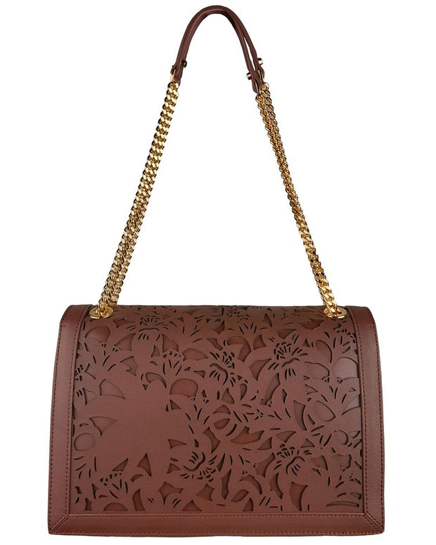Brown Calfskin Women Crossbody Bag
