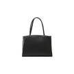 Chic Ebony Tote with Silver Logo Accent