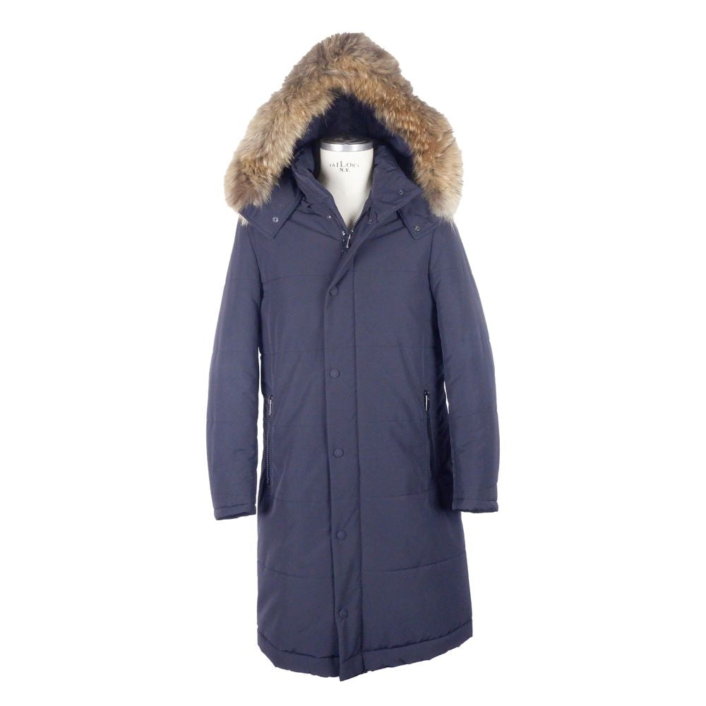 Blue Wool Men's Raincoat