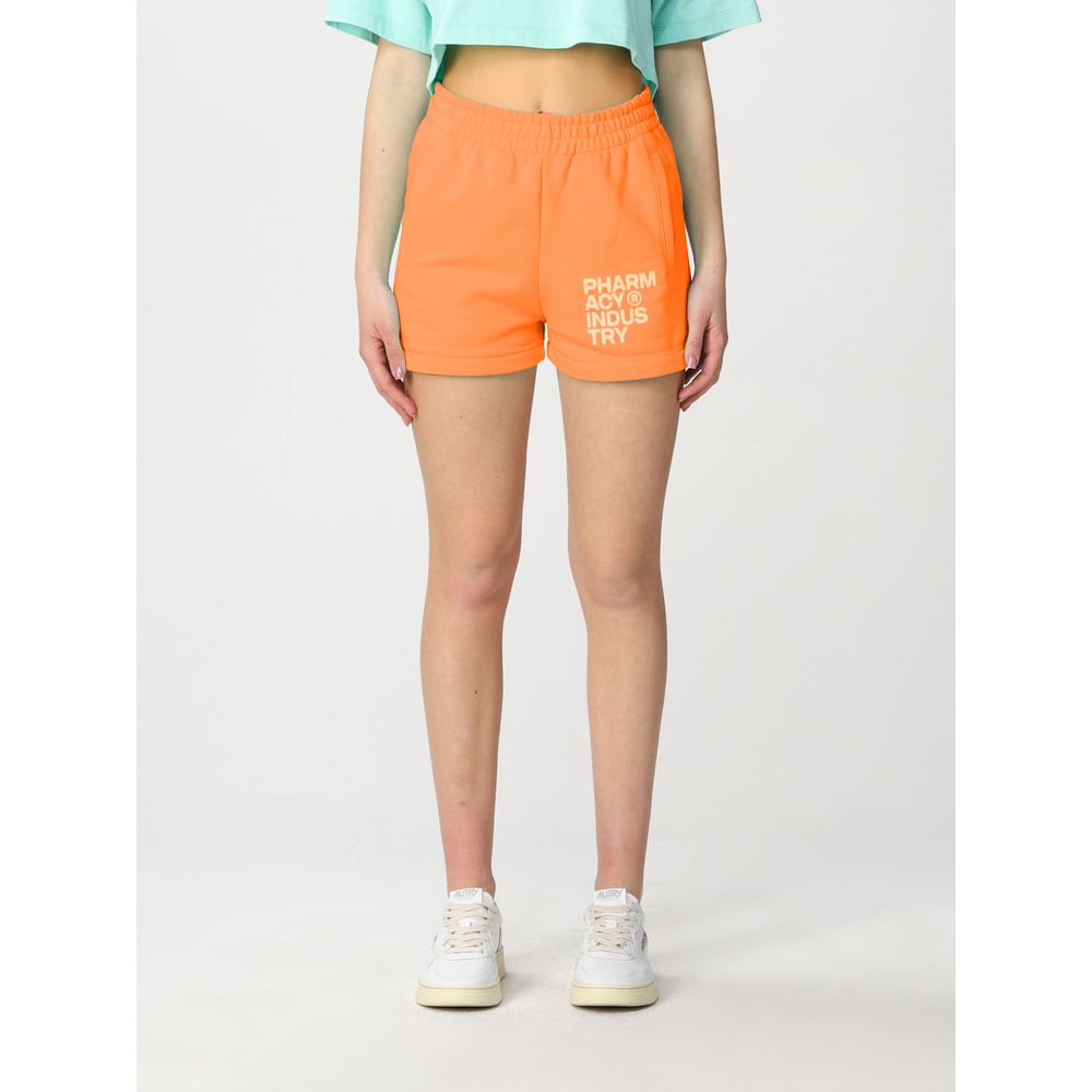 Chic Orange Cotton Logo Shorts