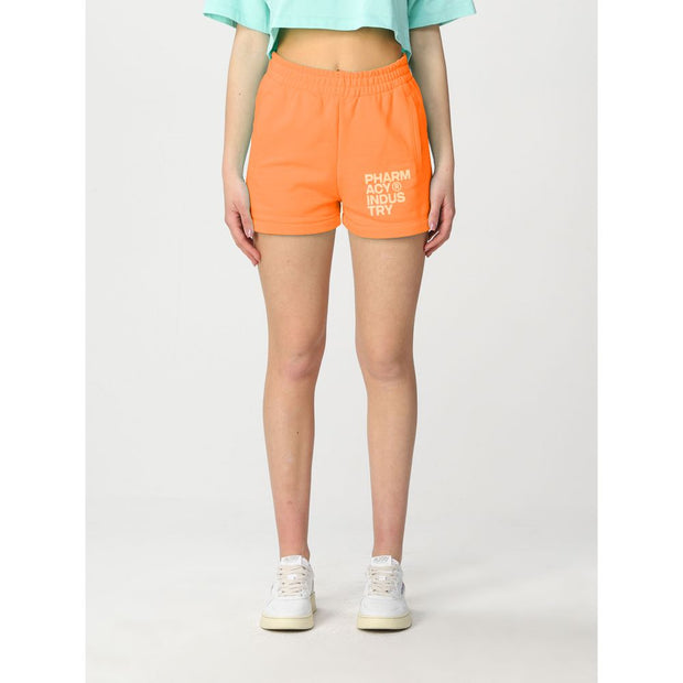 Chic Orange Cotton Logo Shorts