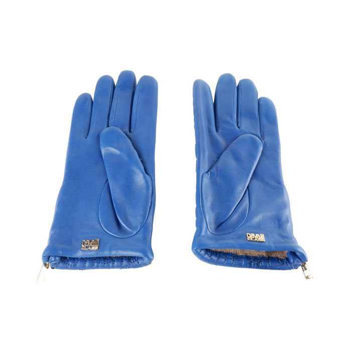 Blue Lambskin Women Glove