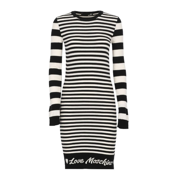 Elegant Striped Knit Dress with Long Sleeves