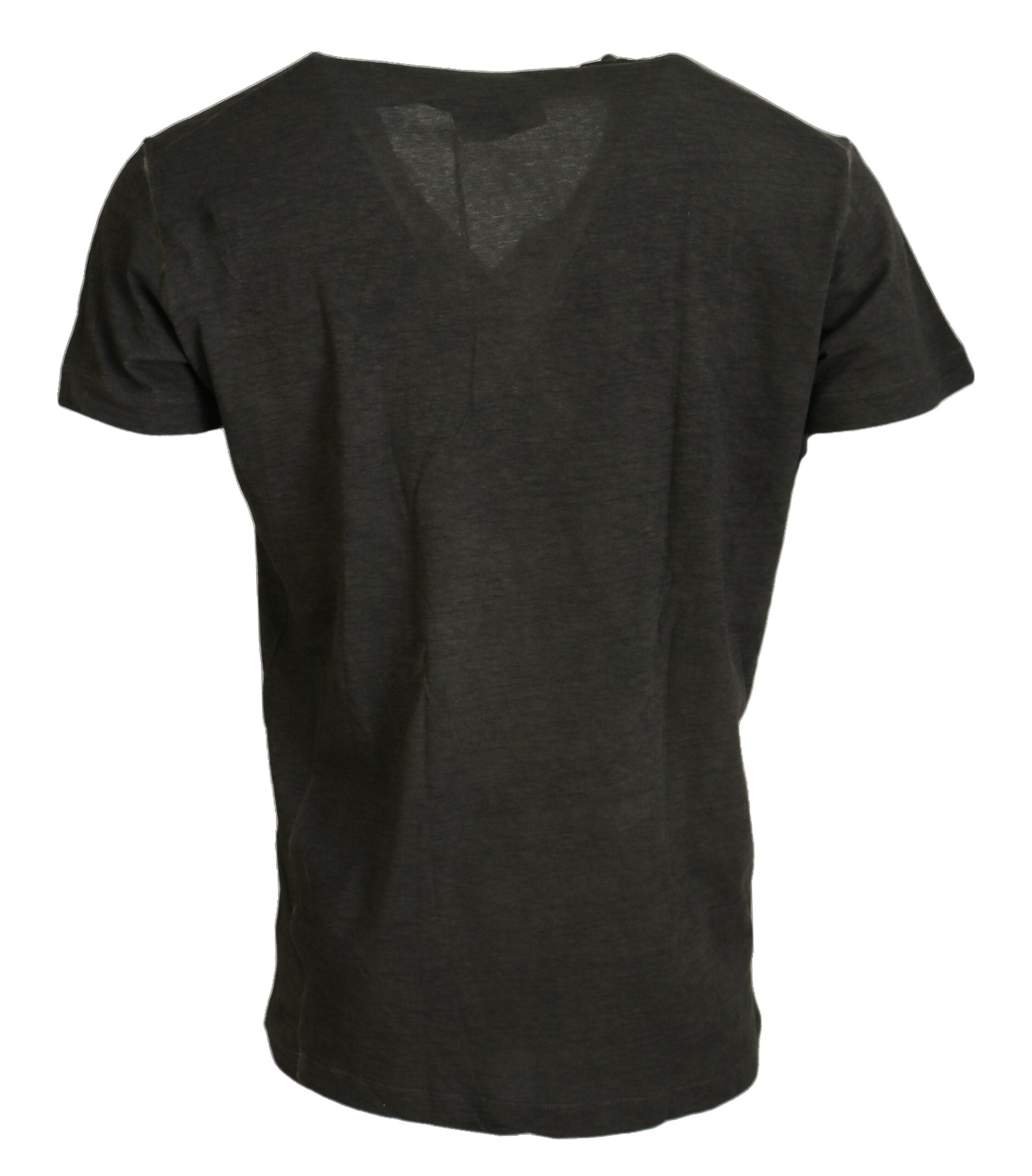 Gray Cotton Linen Short Sleeves V-neck T-shirt