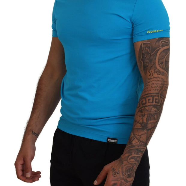 Blue Modal Short Sleeves Crewneck T-shirt