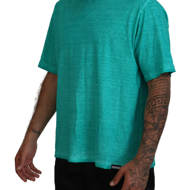 Light Green Cotton Linen Short Sleeves T-shirt