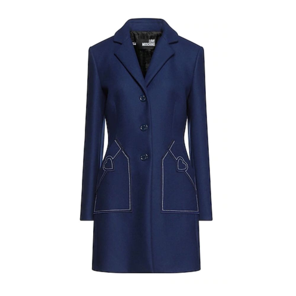 Elegant Embroidered Heart Wool Coat