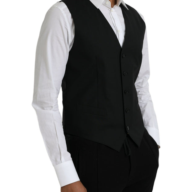 Black Wool Formal Dress Waistcoat Vest