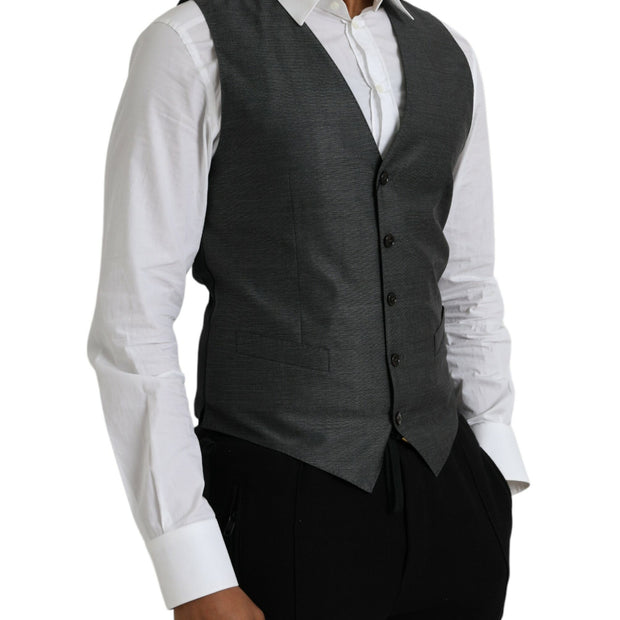 Gray Wool Formal Dress Waistcoat Vest