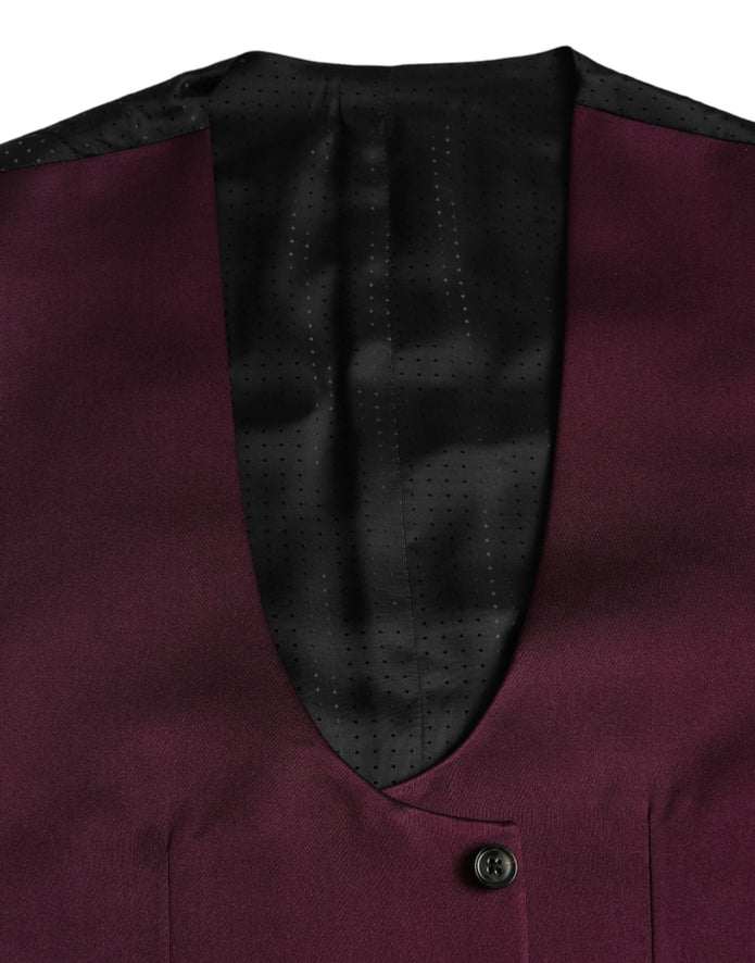 Maroon Satin Silk Waistcoat Dress Formal Vest