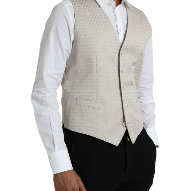 Off White Cotton Waistcoat Dress Formal Vest