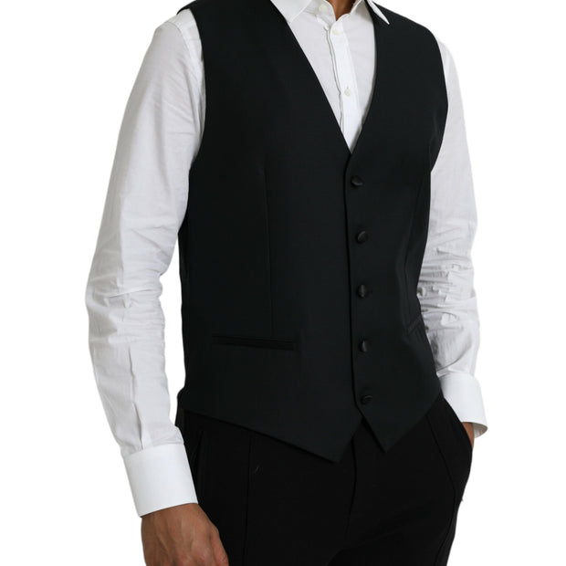 Black Wool Waistcoat Dress Formal Vest