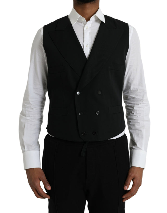 Black Wool Waistcoat Dress Formal Vest