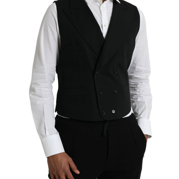 Black Wool Waistcoat Dress Formal Vest