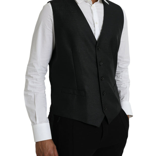 Black Wool Waistcoat Dress Formal Vest