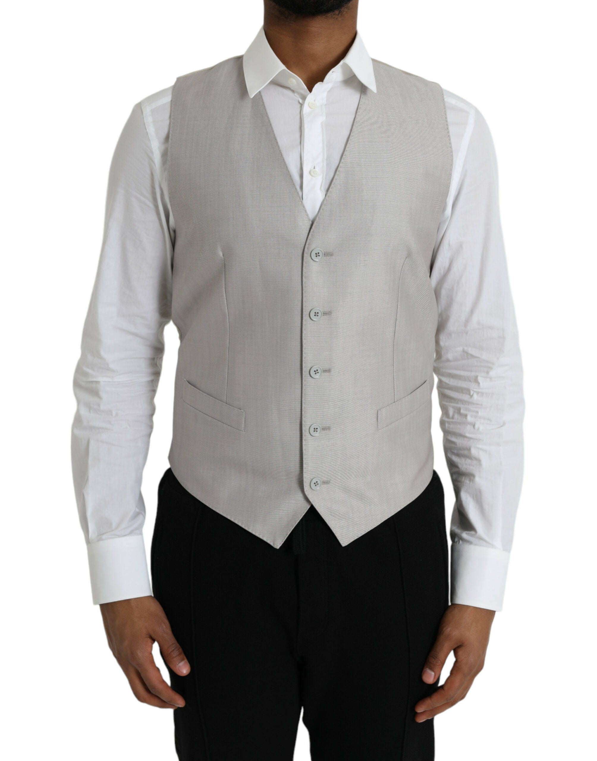 Light Gray Wool Formal Dress Waistcoat Vest