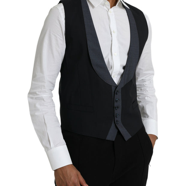 Black Wool Waistcoat Dress Formal Vest