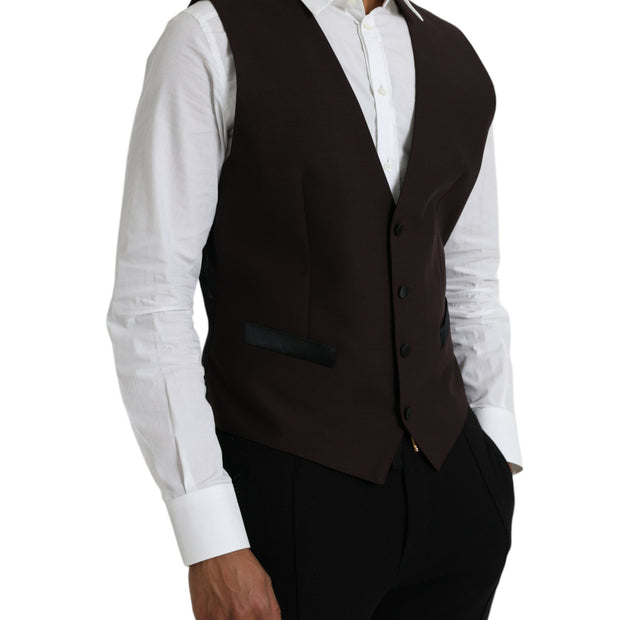 Brown Wool Waistcoat Dress Formal Vest