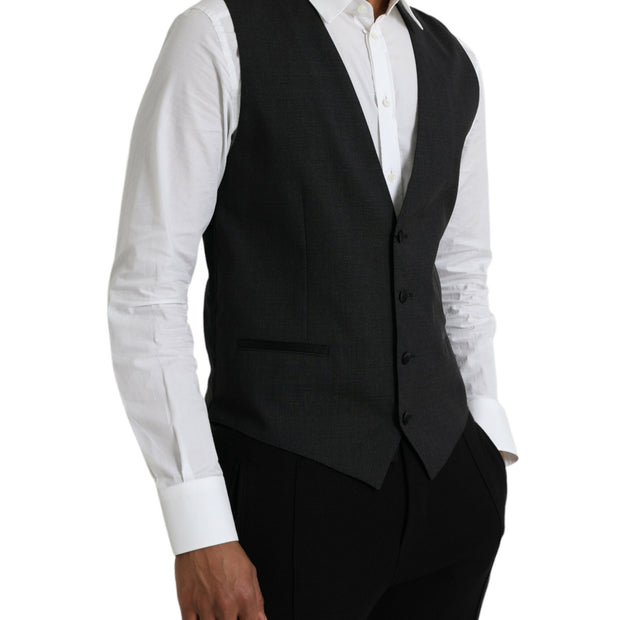 Black Cotton Waistcoat Dress Formal Vest