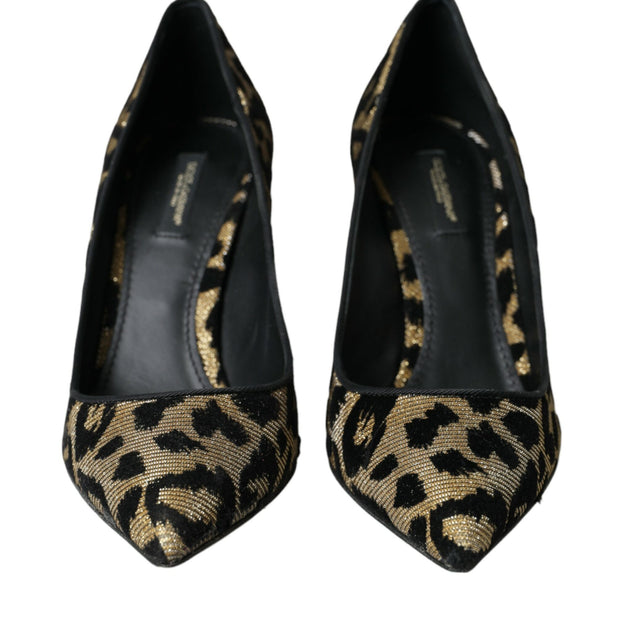 Black Gold Leopard Lurex Heels Pumps Shoes