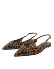 Brown Leopard Exotic Skin Slingback Shoes