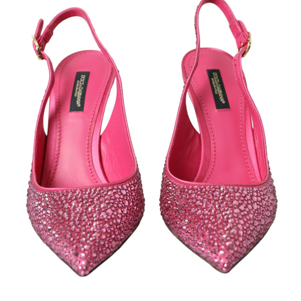 Pink Slingbacks Crystal Pumps Shoes