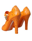 Orange CINDERELLA Floral Crystal Pumps Shoes