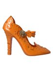 Orange CINDERELLA Floral Crystal Pumps Shoes