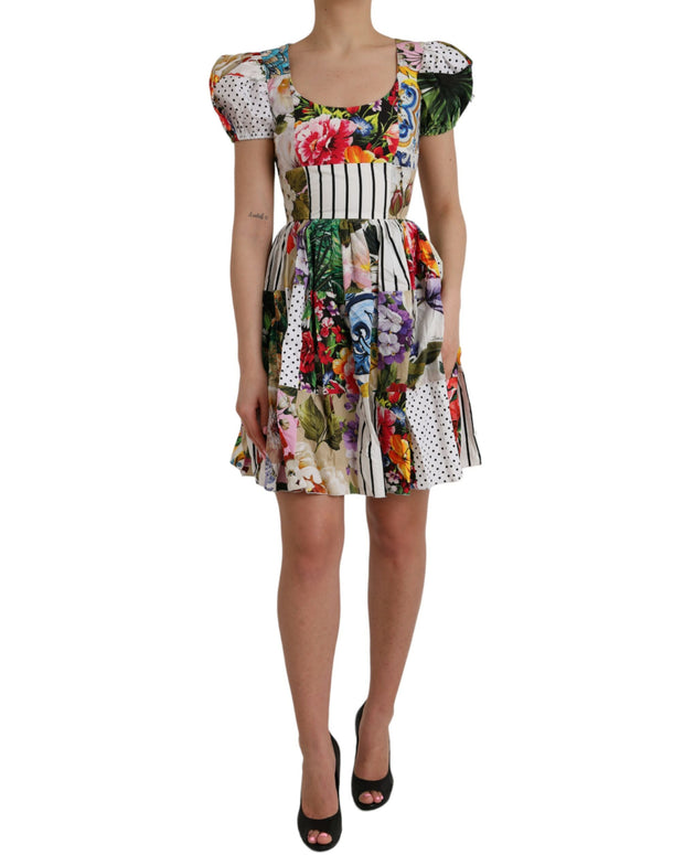 Multicolor Patchwork Cotton Aline Mini Dress