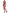 Red White Floral Sleeveless Sheath Midi Dress