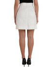 White Floral Brocade Embellished Mini Skirt