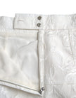 White Floral Brocade Embellished Mini Skirt