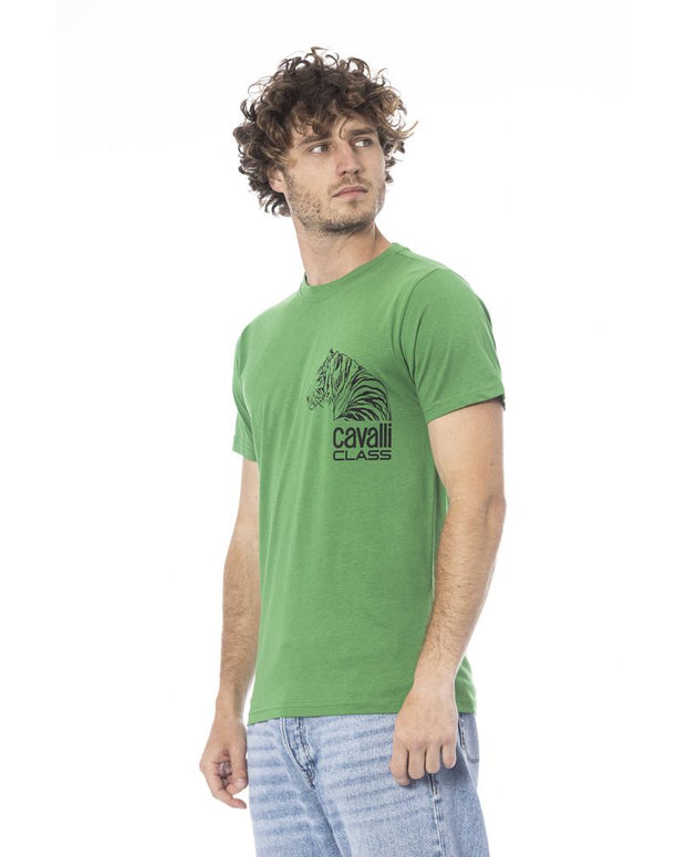 Green Cotton Men T-Shirt
