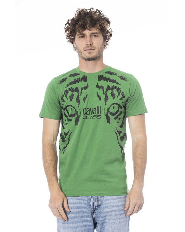 Green Cotton Men T-Shirt