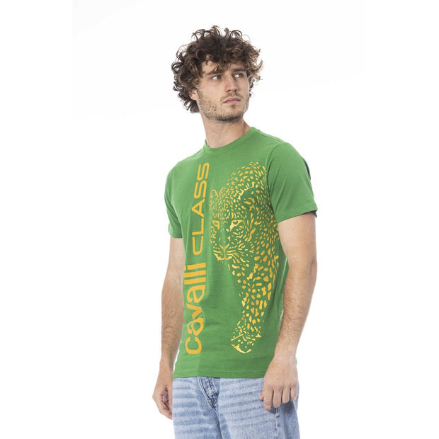 Green Cotton Men T-Shirt