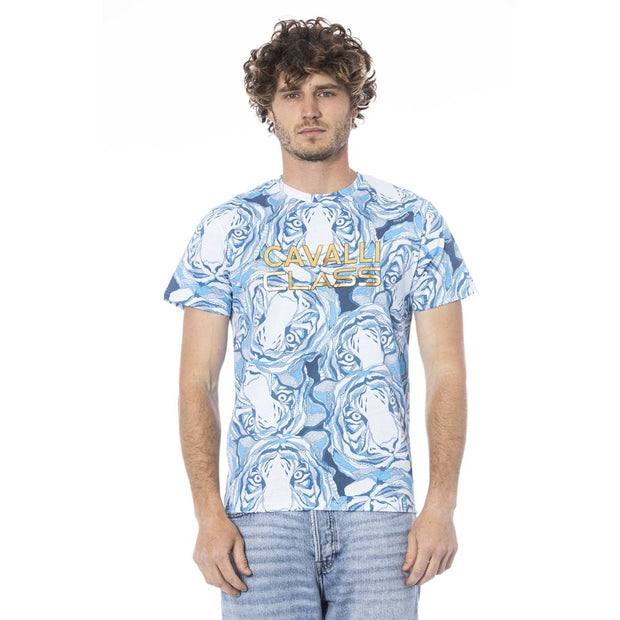 Light Blue Cotton Men T-Shirt