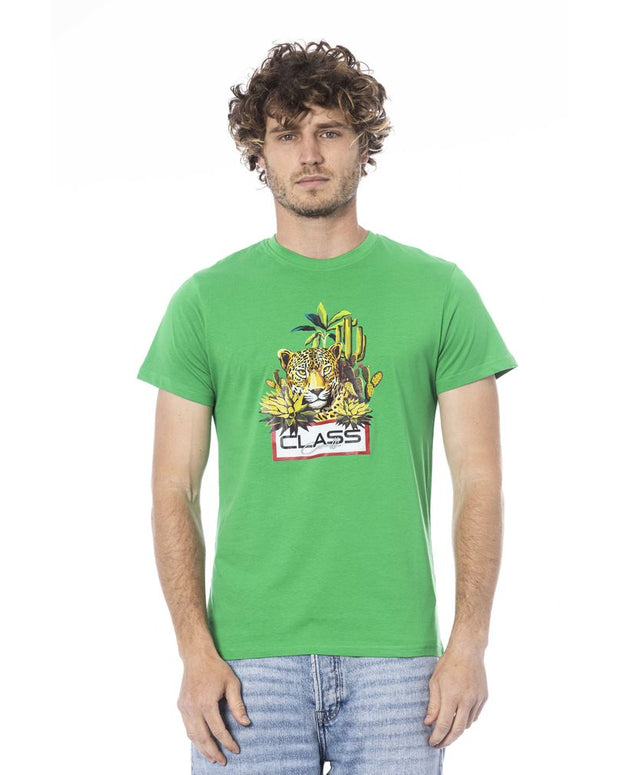 Green Cotton Men T-Shirt