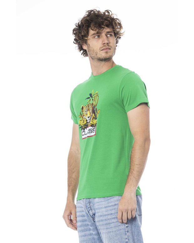 Green Cotton Men T-Shirt