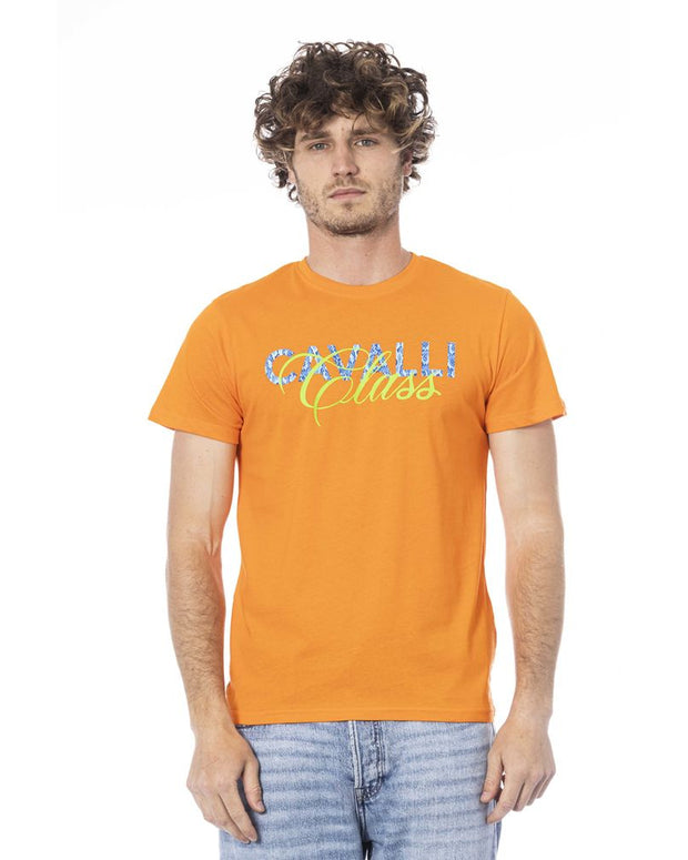 Orange Cotton Men T-Shirt